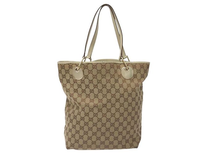 Borsa tote in tela GG Gucci Beige Oro 120836 Auth BA3640 - vista 2