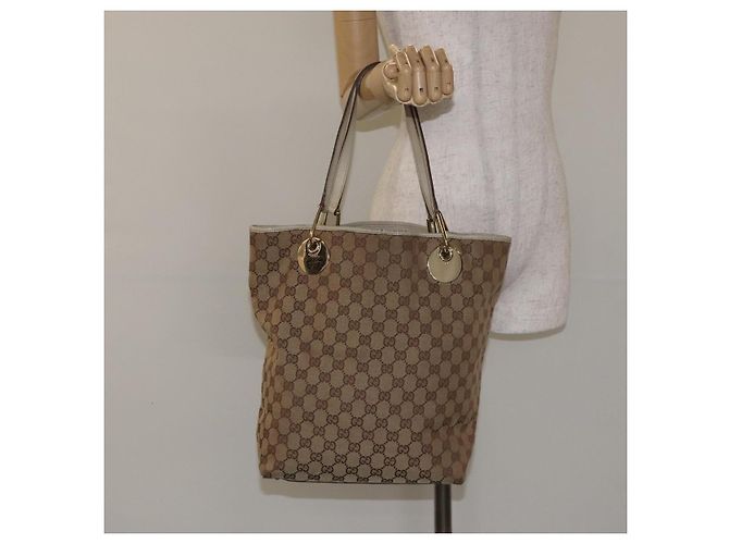 Borsa tote in tela GG Gucci Beige Oro 120836 Auth BA3640 - vista 21