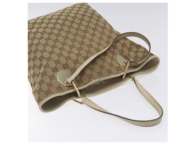 Borsa tote in tela GG Gucci Beige Oro 120836 Auth BA3640 - vista 6