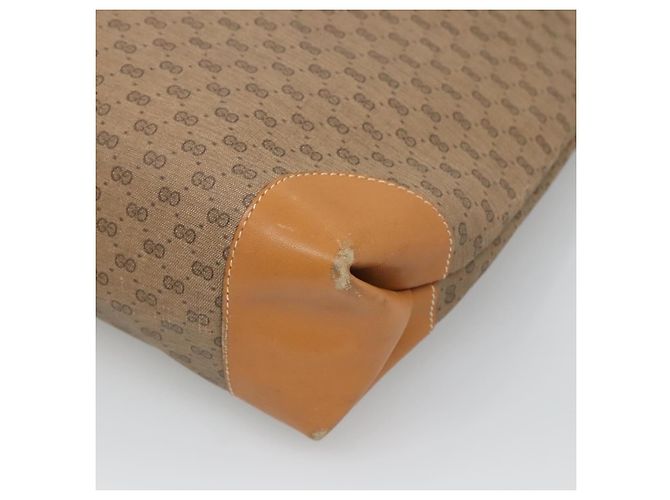 GUCCI Borsa Sherry Line Micro GG Supreme Web PVC Beige Oro Auth ep9489 D'oro - vista 12