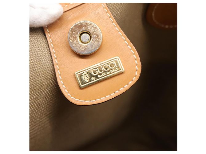 GUCCI Borsa Sherry Line Micro GG Supreme Web PVC Beige Oro Auth ep9489 D'oro - vista 14