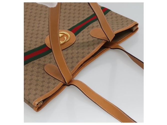 GUCCI Borsa Sherry Line Micro GG Supreme Web PVC Beige Oro Auth ep9489 D'oro - vista 6