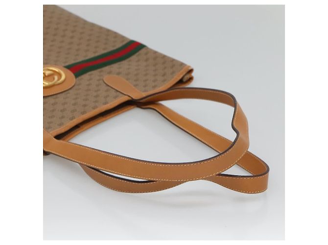 GUCCI Borsa Sherry Line Micro GG Supreme Web PVC Beige Oro Auth ep9489 D'oro - vista 7