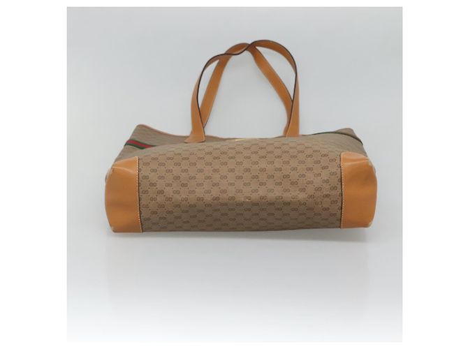 GUCCI Borsa Sherry Line Micro GG Supreme Web PVC Beige Oro Auth ep9489 D'oro - vista 9