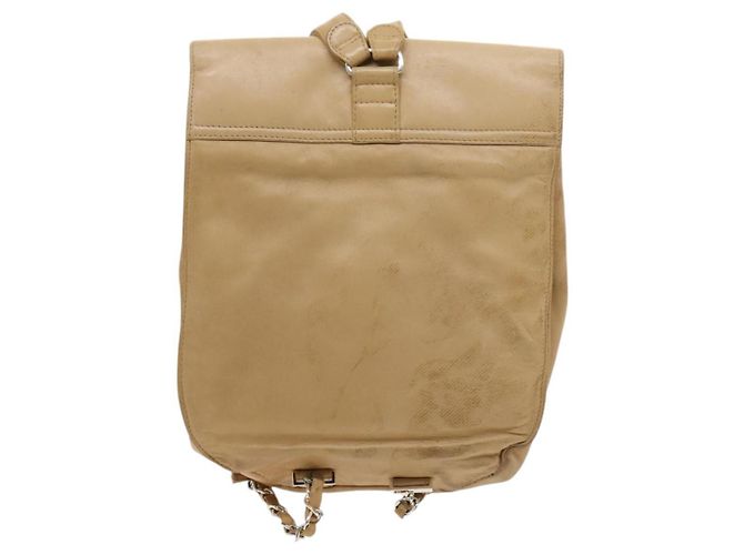 CHANEL COCO Mark Rucksack aus Lammleder in Beige mit silbernem CC Auth BA2935 - Ansicht 3