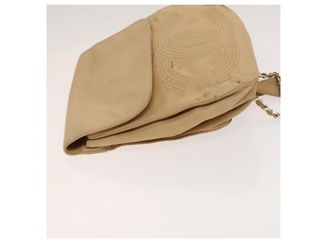 CHANEL COCO Mark Rucksack aus Lammleder in Beige mit silbernem CC Auth BA2935 - Ansicht 5