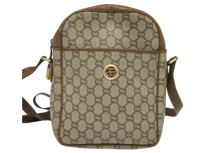 Borsa a spalla GUCCI GG Plus Supreme PVC Beige Oro Auth bs27646 D'oro - vista 2