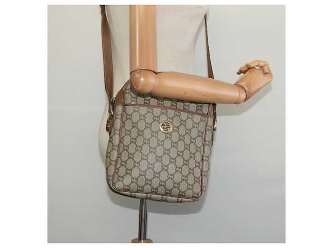 Borsa a spalla GUCCI GG Plus Supreme PVC Beige Oro Auth bs27646 D'oro - vista 21
