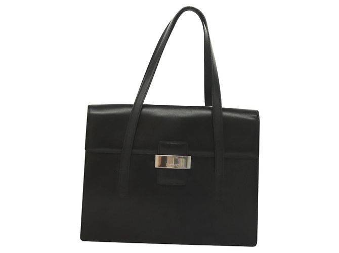 Autre Marque Borsa a mano Burberry in pelle nera argento autentica ep9512 Nero - vista 2
