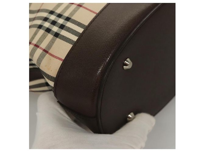 Burberry Nova Check Tote Bag aus Canvas Beige Silber Authentisch BA3977 - Ansicht 12