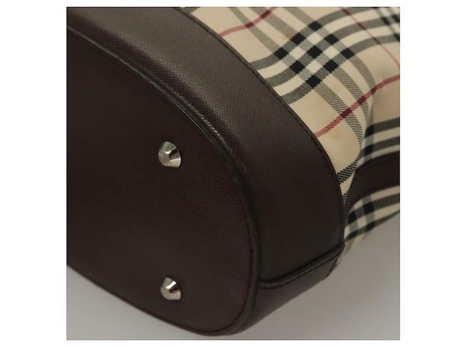 Burberry Nova Check Tote Bag aus Canvas Beige Silber Authentisch BA3977 - Ansicht 13