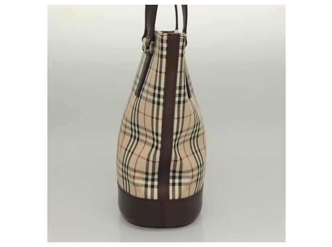 Burberry Nova Check Tote Bag aus Canvas Beige Silber Authentisch BA3977 - Ansicht 4