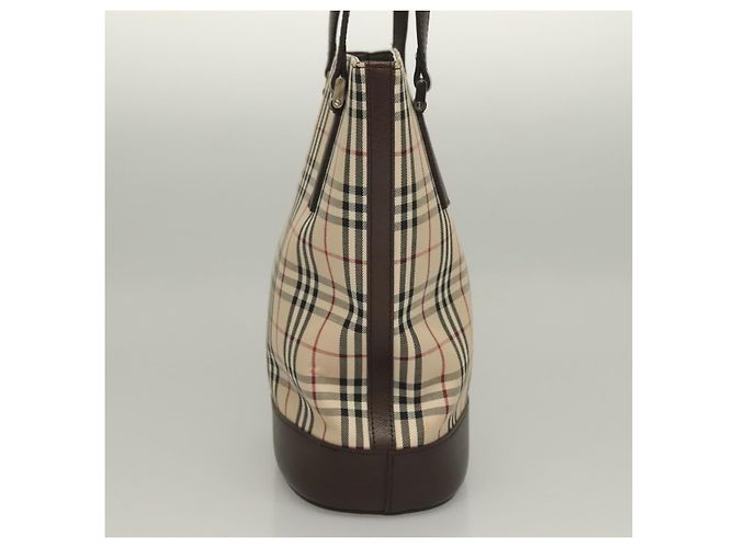 Burberry Nova Check Tote Bag aus Canvas Beige Silber Authentisch BA3977 - Ansicht 5