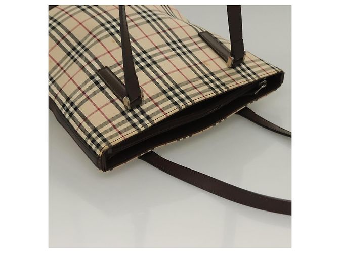 Burberry Nova Check Tote Bag aus Canvas Beige Silber Authentisch BA3977 - Ansicht 6