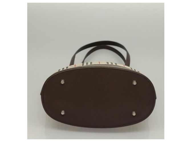 Burberry Nova Check Tote Bag aus Canvas Beige Silber Authentisch BA3977 - Ansicht 9