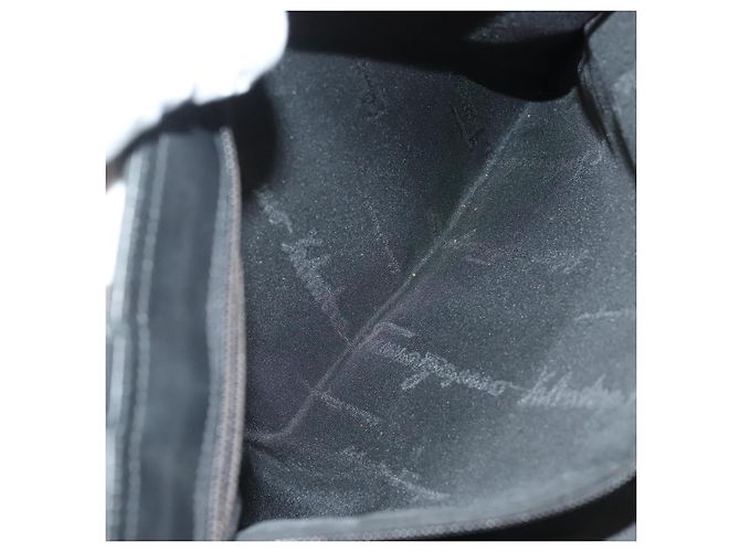 Borsa a spalla Salvatore Ferragamo in nylon nero argento autentica bs27182 - vista 20