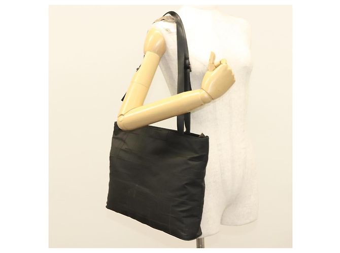 Borsa a spalla Salvatore Ferragamo in nylon nero argento autentica bs27182 - vista 21