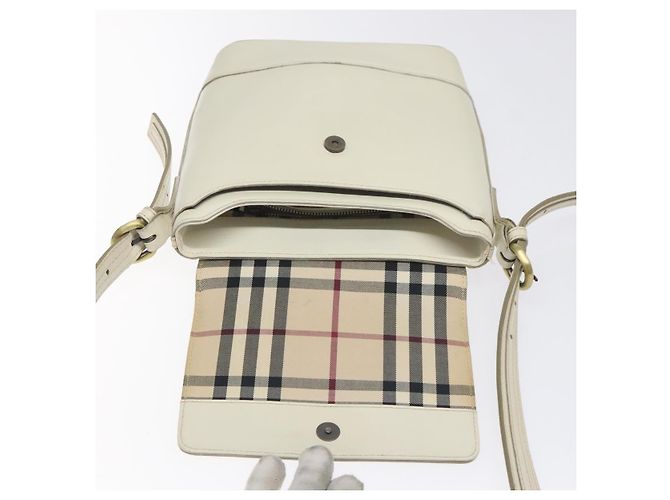 Borsa a spalla in pelle bianca Auth am8778 di BURBERRY Bianco - vista 14