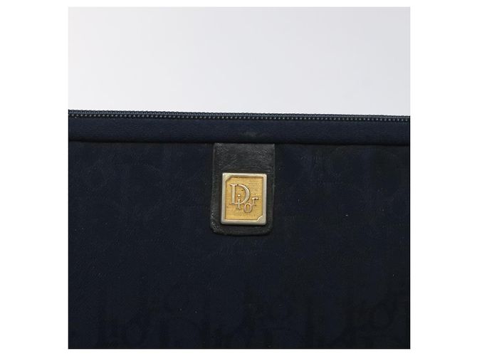 Borsa clutch in tela Trotter Christian Dior blu navy Auth bs27678 - vista 12
