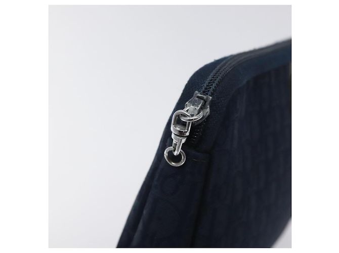 Borsa clutch in tela Trotter Christian Dior blu navy Auth bs27678 - vista 13