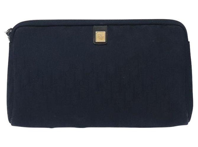 Borsa clutch in tela Trotter Christian Dior blu navy Auth bs27678 - vista 2