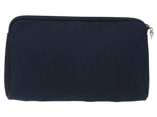 Borsa clutch in tela Trotter Christian Dior blu navy Auth bs27678 - vista 3