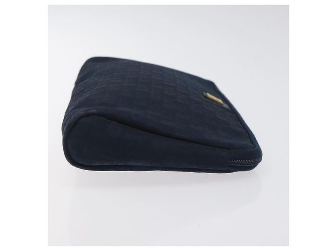 Borsa clutch in tela Trotter Christian Dior blu navy Auth bs27678 - vista 4