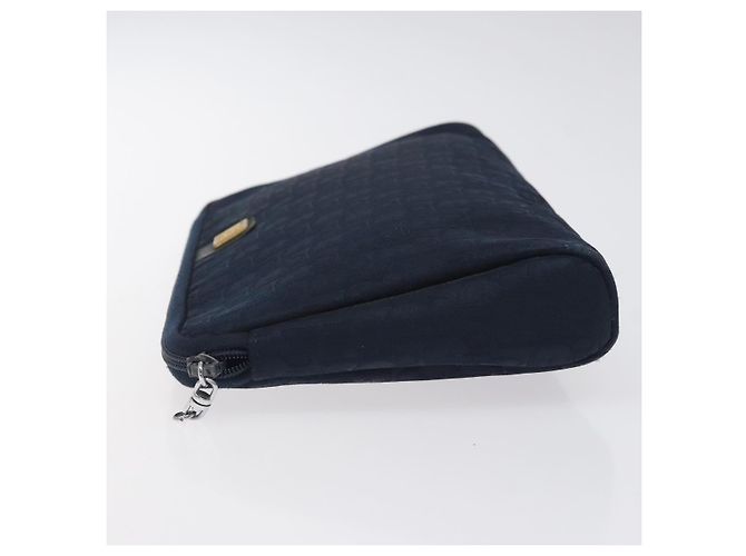 Borsa clutch in tela Trotter Christian Dior blu navy Auth bs27678 - vista 5