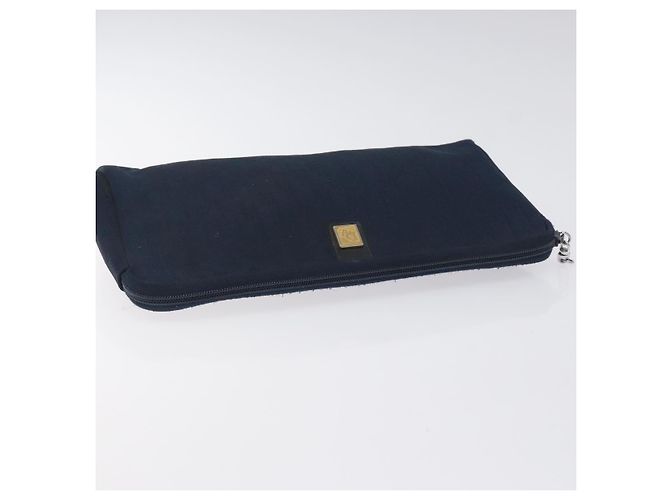 Borsa clutch in tela Trotter Christian Dior blu navy Auth bs27678 - vista 6