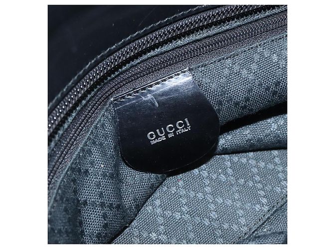 Borsa Tote GUCCI in nylon pelle nera argento 002 123 0457 Auth bs27557 Nero - vista 15