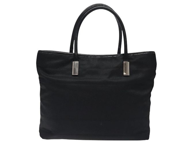 Borsa Tote GUCCI in nylon pelle nera argento 002 123 0457 Auth bs27557 Nero - vista 2