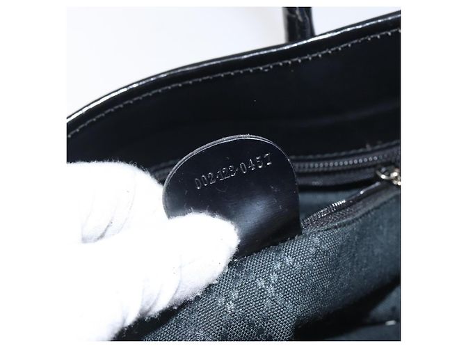 Borsa Tote GUCCI in nylon pelle nera argento 002 123 0457 Auth bs27557 Nero - vista 20