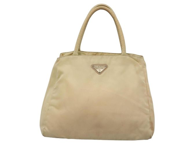 PRADA Tote Bag aus Nylon Beige Silber Authentisch bs27837 - Ansicht 13