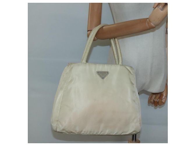 PRADA Tote Bag aus Nylon Beige Silber Authentisch bs27837 - Ansicht 24