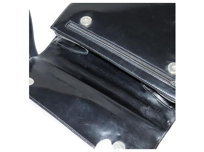 Borsa a Spalla Gancini Smalto Nero Salvatore Ferragamo Auth bs26907 - vista 14