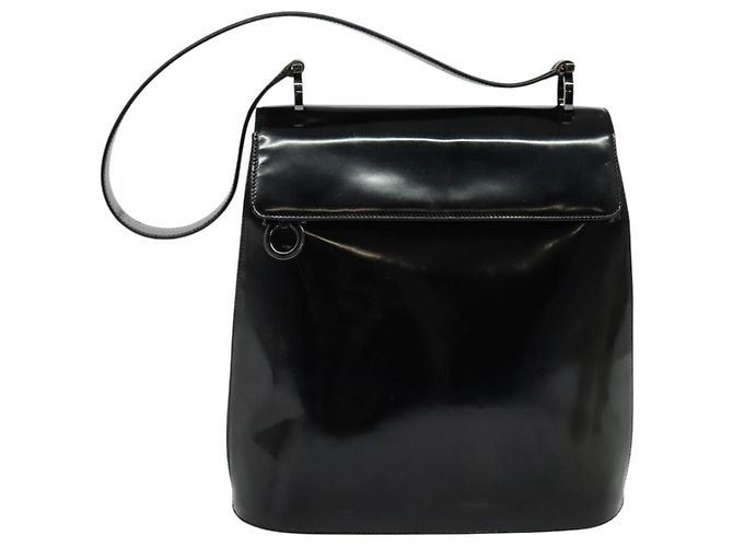 Borsa a Spalla Gancini Smalto Nero Salvatore Ferragamo Auth bs26907 - vista 2