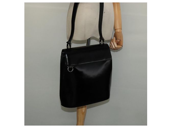 Borsa a Spalla Gancini Smalto Nero Salvatore Ferragamo Auth bs26907 - vista 20