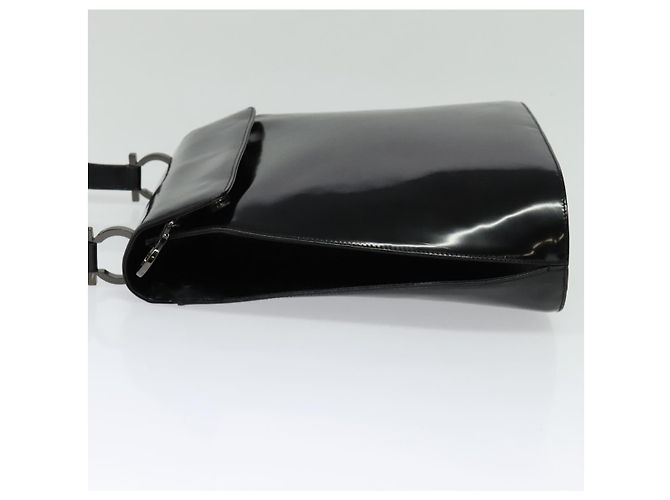 Borsa a Spalla Gancini Smalto Nero Salvatore Ferragamo Auth bs26907 - vista 4