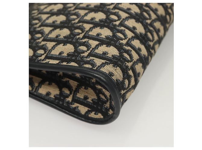 Christian Dior Trotter Canvas Schultertasche Navy Gold Auth ep9528 Golden Marineblau - Ansicht 10
