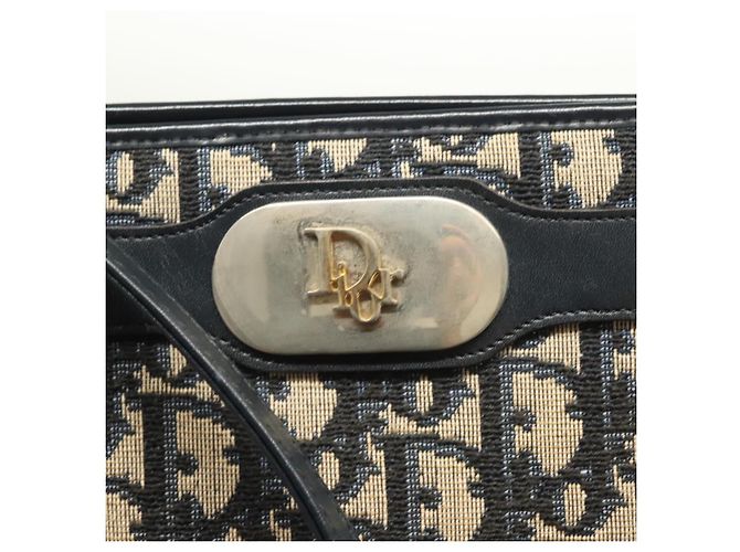 Christian Dior Trotter Canvas Schultertasche Navy Gold Auth ep9528 Golden Marineblau - Ansicht 14