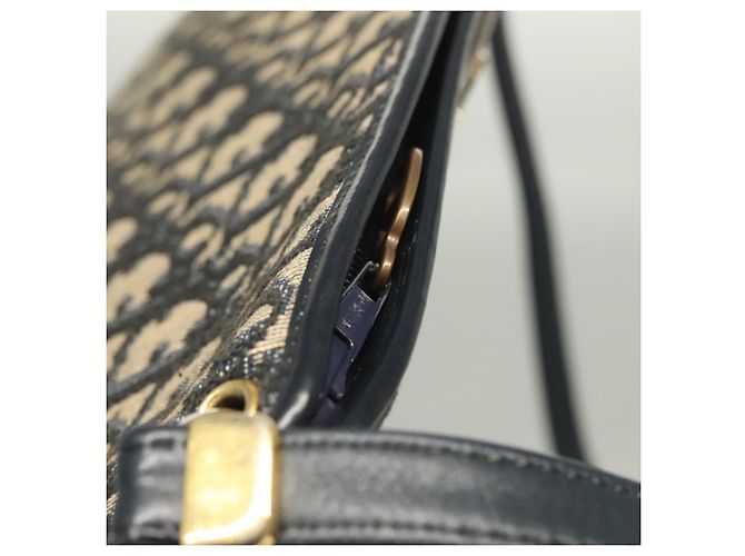 Christian Dior Trotter Canvas Schultertasche Navy Gold Auth ep9528 Golden Marineblau - Ansicht 15