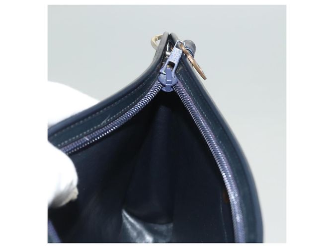 Christian Dior Trotter Canvas Schultertasche Navy Gold Auth ep9528 Golden Marineblau - Ansicht 18
