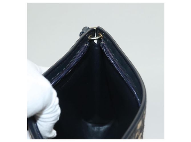 Christian Dior Trotter Canvas Schultertasche Navy Gold Auth ep9528 Golden Marineblau - Ansicht 19