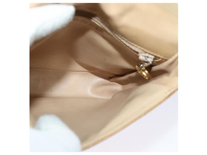 CHANEL Borsa a Spalla Matelassé con Catena in Pelle di Agnello Beige Oro CC Auth BA3639 D'oro - vista 18