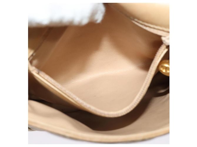 CHANEL Borsa a Spalla Matelassé con Catena in Pelle di Agnello Beige Oro CC Auth BA3639 D'oro - vista 20