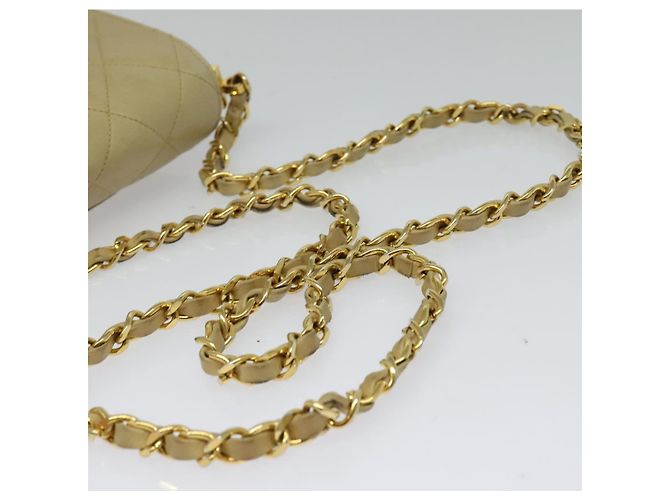 CHANEL Borsa a Spalla Matelassé con Catena in Pelle di Agnello Beige Oro CC Auth BA3639 D'oro - vista 7
