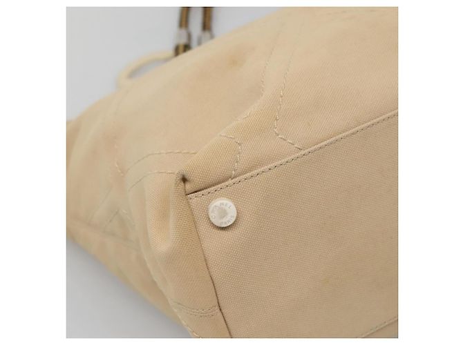 CHANEL COCO Tote Bag aus Canvas Beige Silber CC Auth BA3696 - Ansicht 11