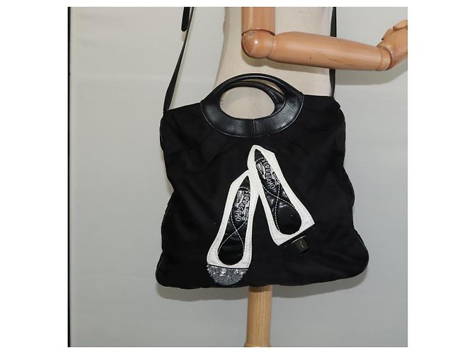 Borsa a spalla Salvatore Ferragamo Nylon 2way Nera Auth 127844 Nero - vista 22