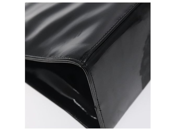 Borsa a Spalla Gancini Chain di Salvatore Ferragamo Smalto Nero Oro Auth 128633 - vista 13