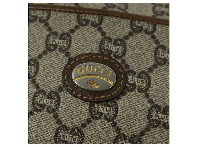 Borsa a spalla GUCCI GG Plus Supreme PVC Beige Oro Auth th6208 D'oro - vista 14